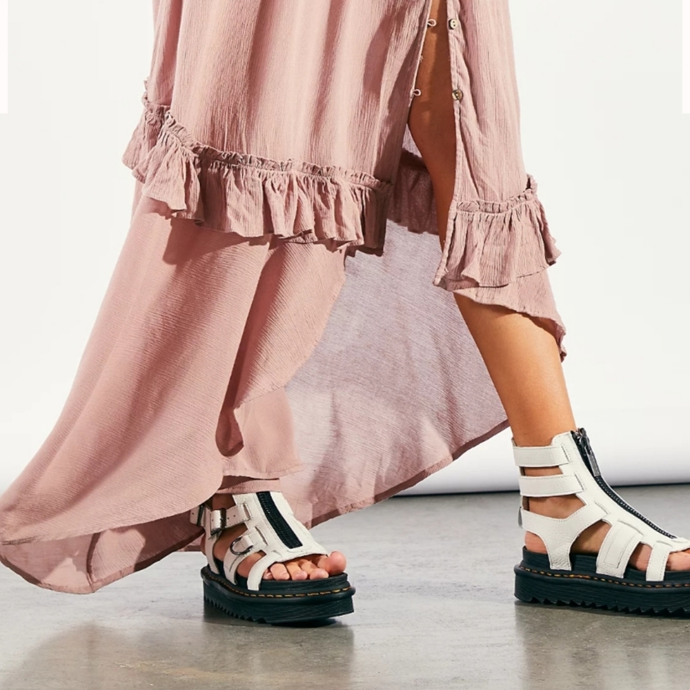 Dr. Martens White and Black Gladiator Sandals